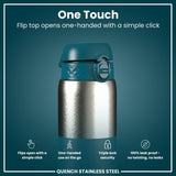 Gourde en inox, Half-Cut, Bleu sarcelle profond, 1 L