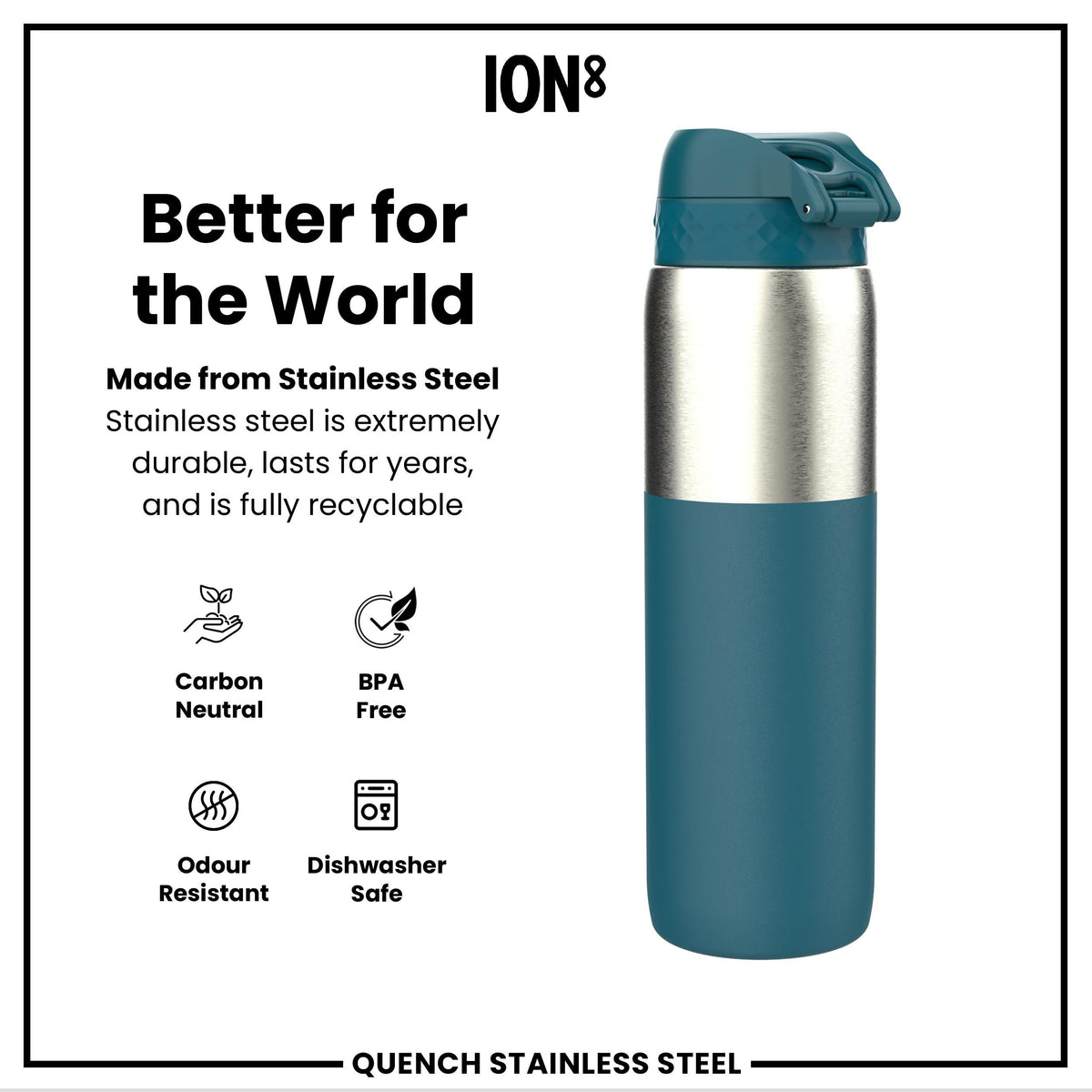 Gourde en inox, Half-Cut, Bleu sarcelle profond, 1 L