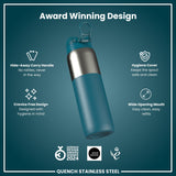 Gourde en inox, Half-Cut, Bleu sarcelle profond, 1 L