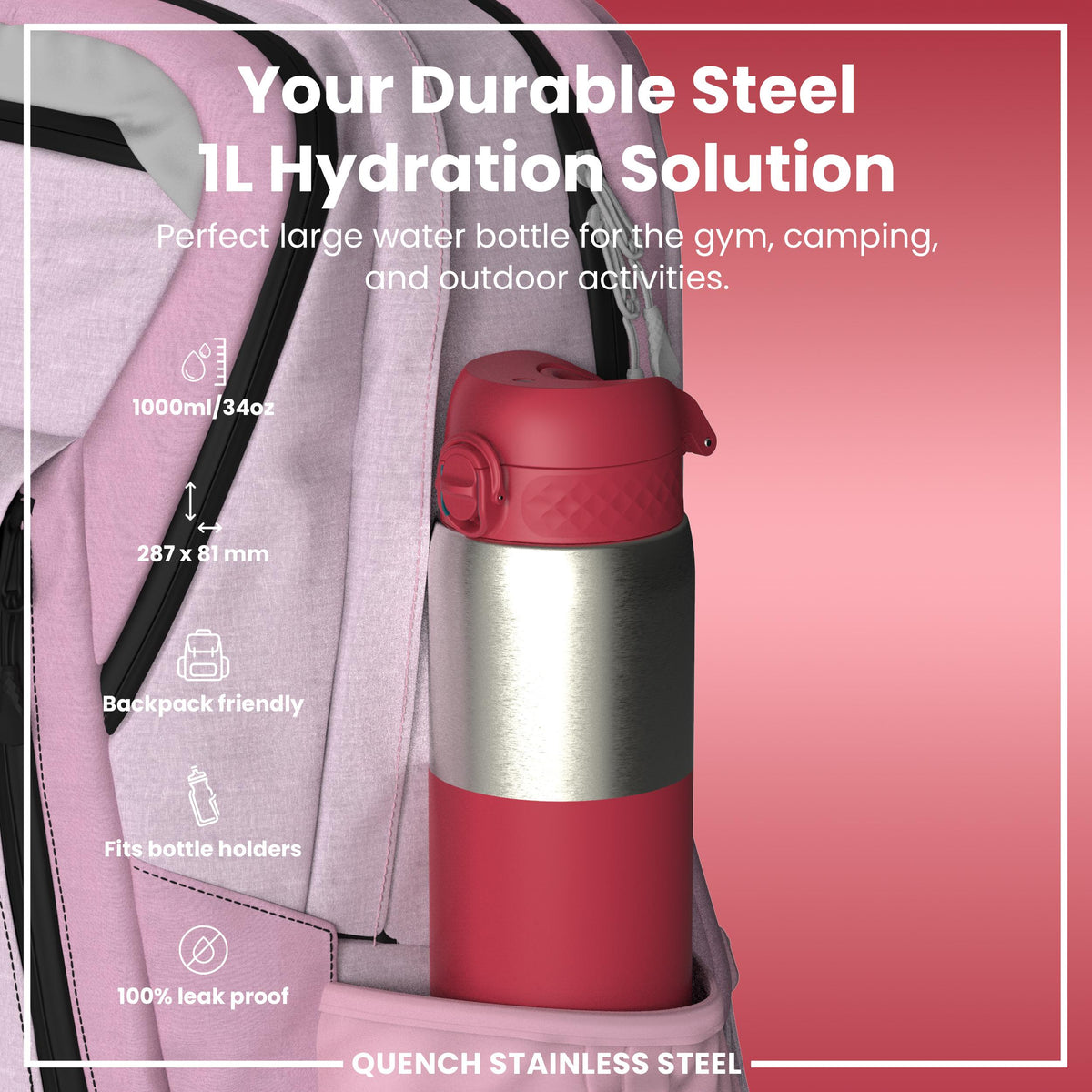 Gourde isotherme, Half-Cut, Magenta, 1 L