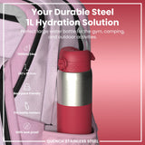 Gourde en inox, Half-Cut, Magenta, 1 L