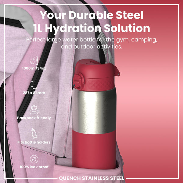 Gourde en inox, Half-Cut, Magenta, 1 L