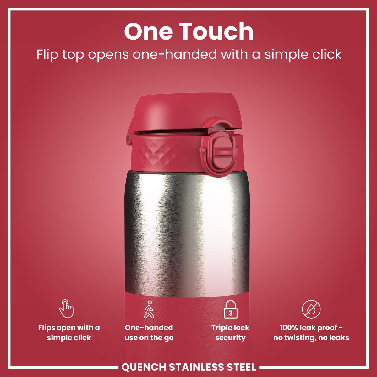 Gourde en inox, Half-Cut, Magenta, 1 L