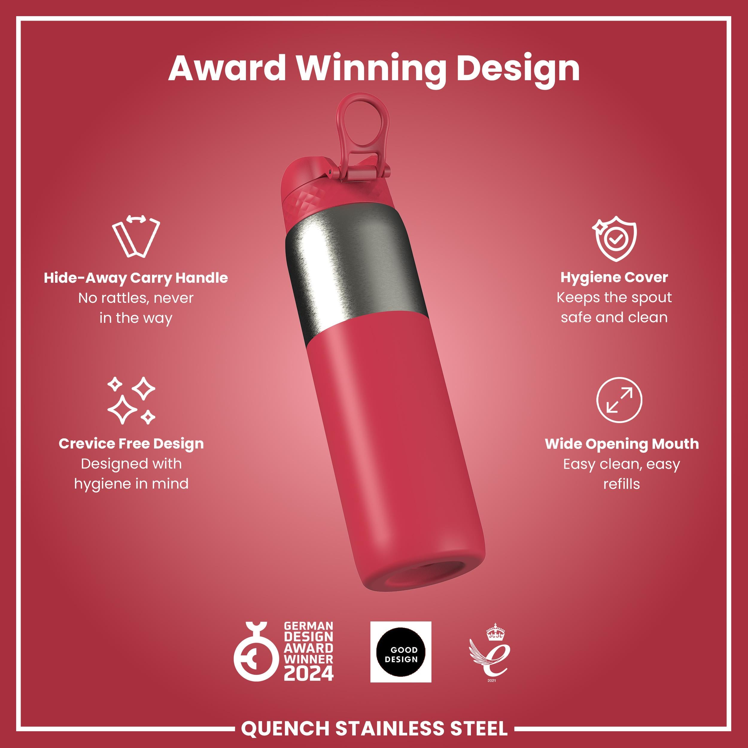 Leak Proof 1 Litre Thermal Water Bottle, Insulated, Half-Cut, Magenta, 1L in Magenta