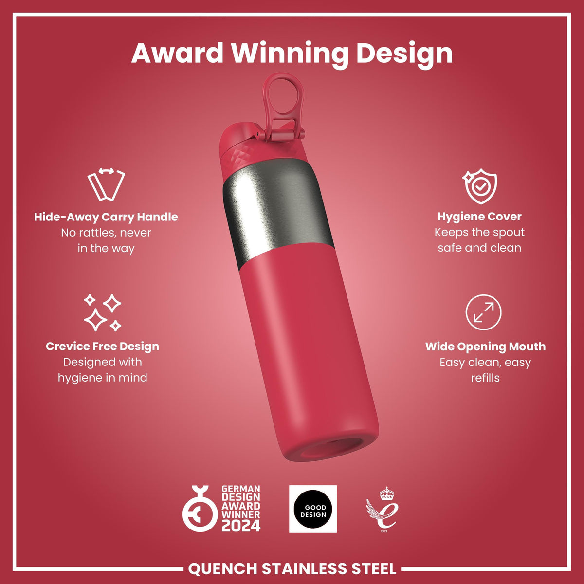 Gourde en inox, Half-Cut, Magenta, 1 L