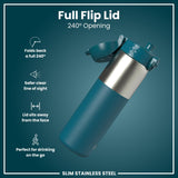 Gourde en inox, Half-Cut, Bleu sarcelle profond, 600 ml
