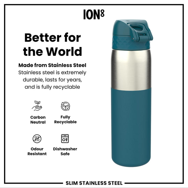 Gourde en inox, Half-Cut, Bleu sarcelle profond, 600 ml