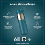 Gourde en inox, Half-Cut, Bleu sarcelle profond, 600 ml