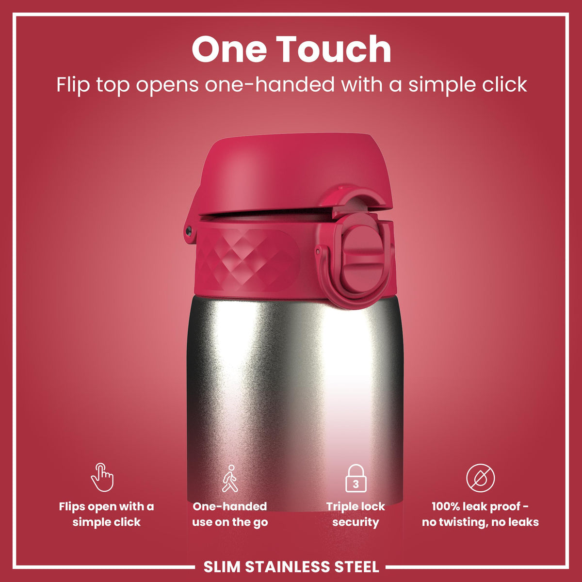 Gourde en inox, Half-Cut, Magenta, 600 ml