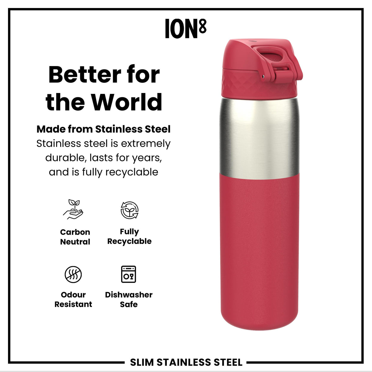 Gourde en inox, Half-Cut, Magenta, 600 ml