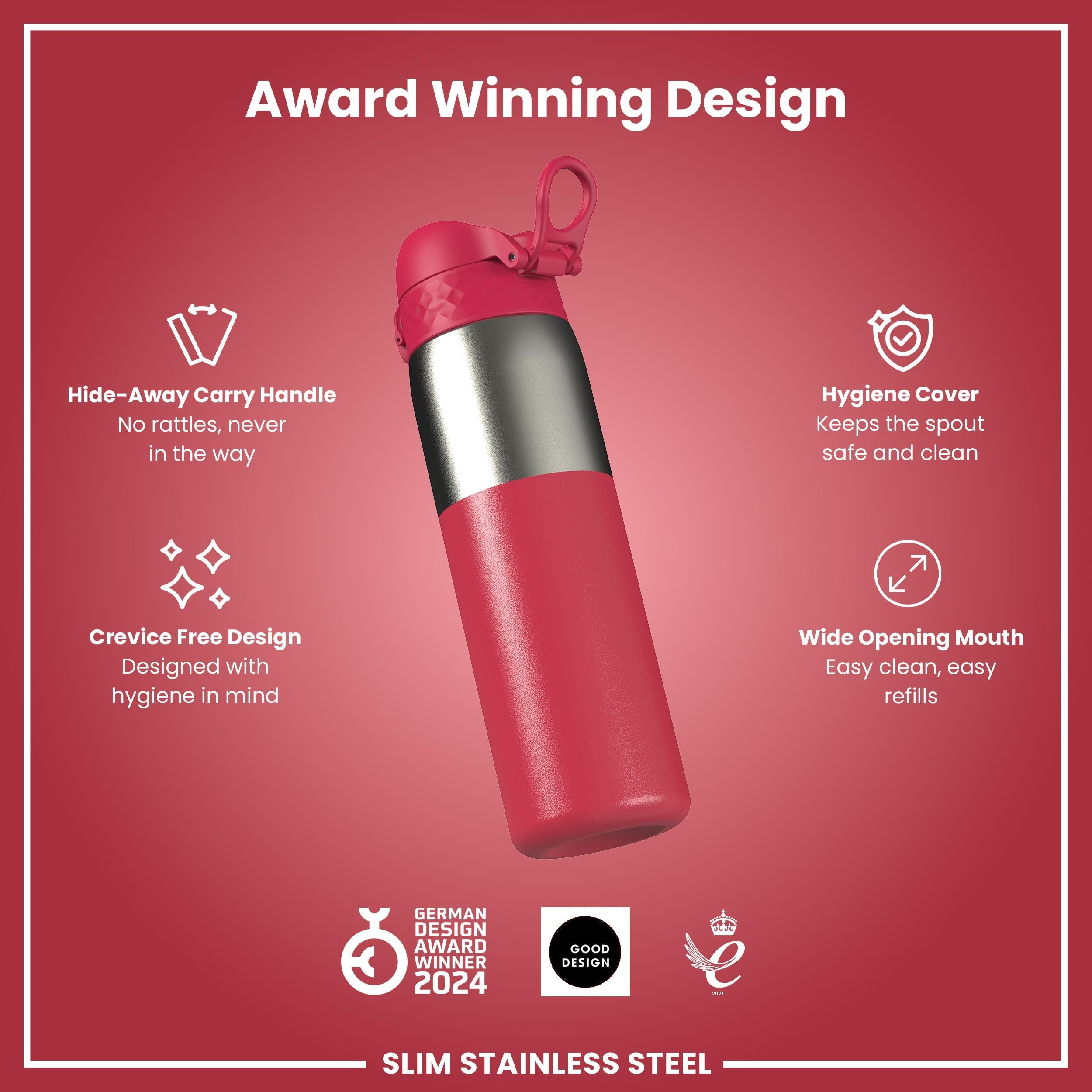 Gourde en inox, Half-Cut, Magenta, 600 ml