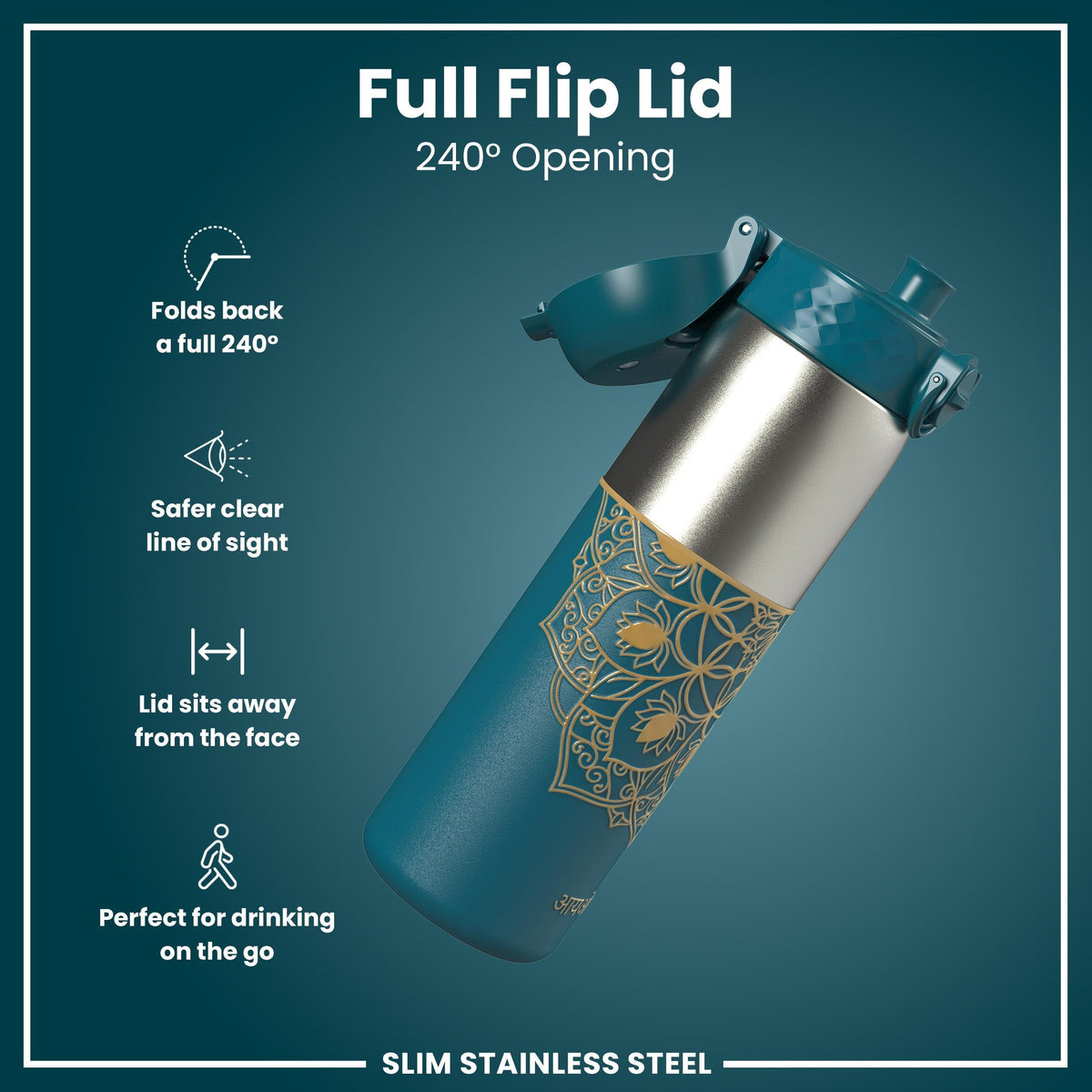 Gourde en inox, Half-Cut, Mandalas, 600 ml