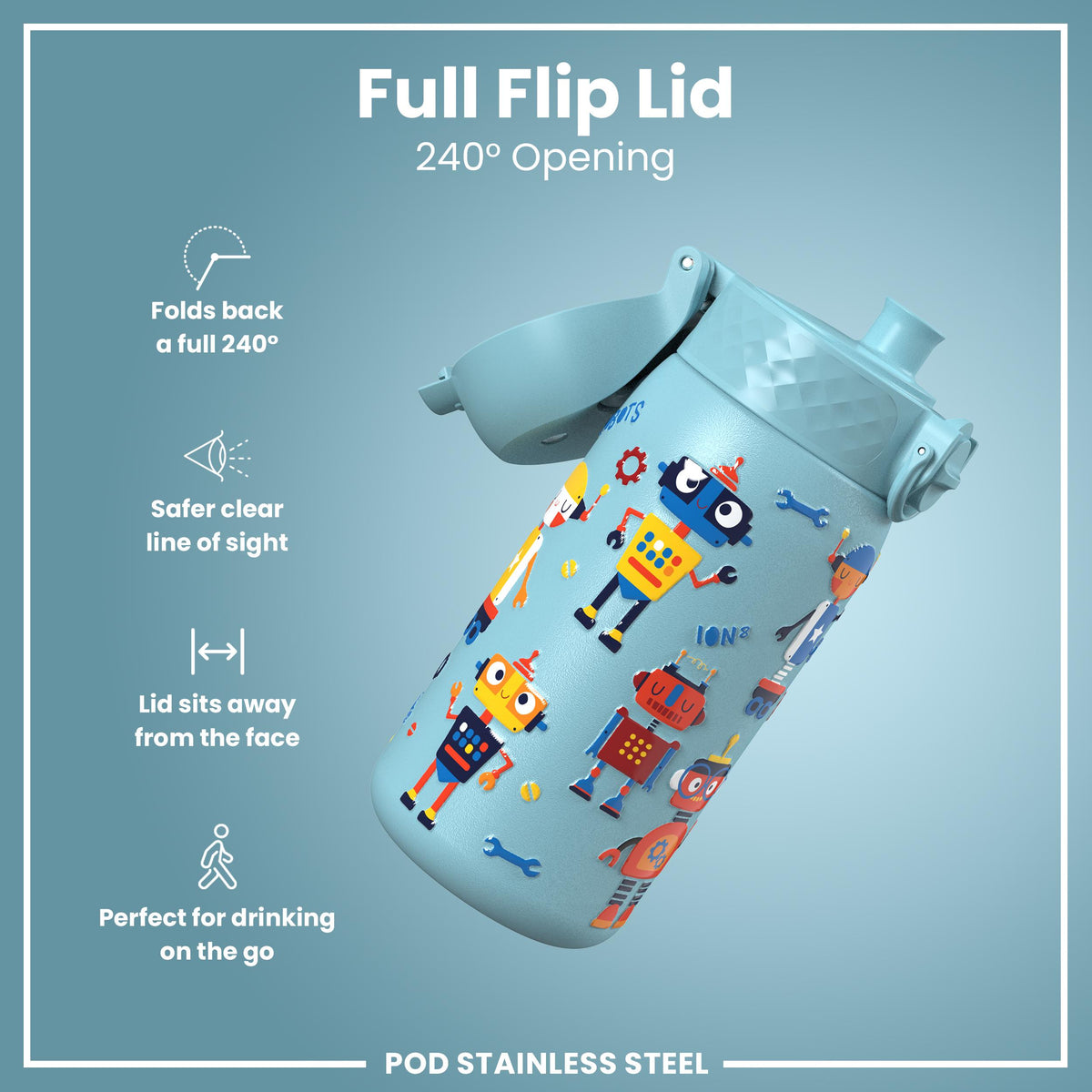 Gourde en inox, Robots, 400 ml