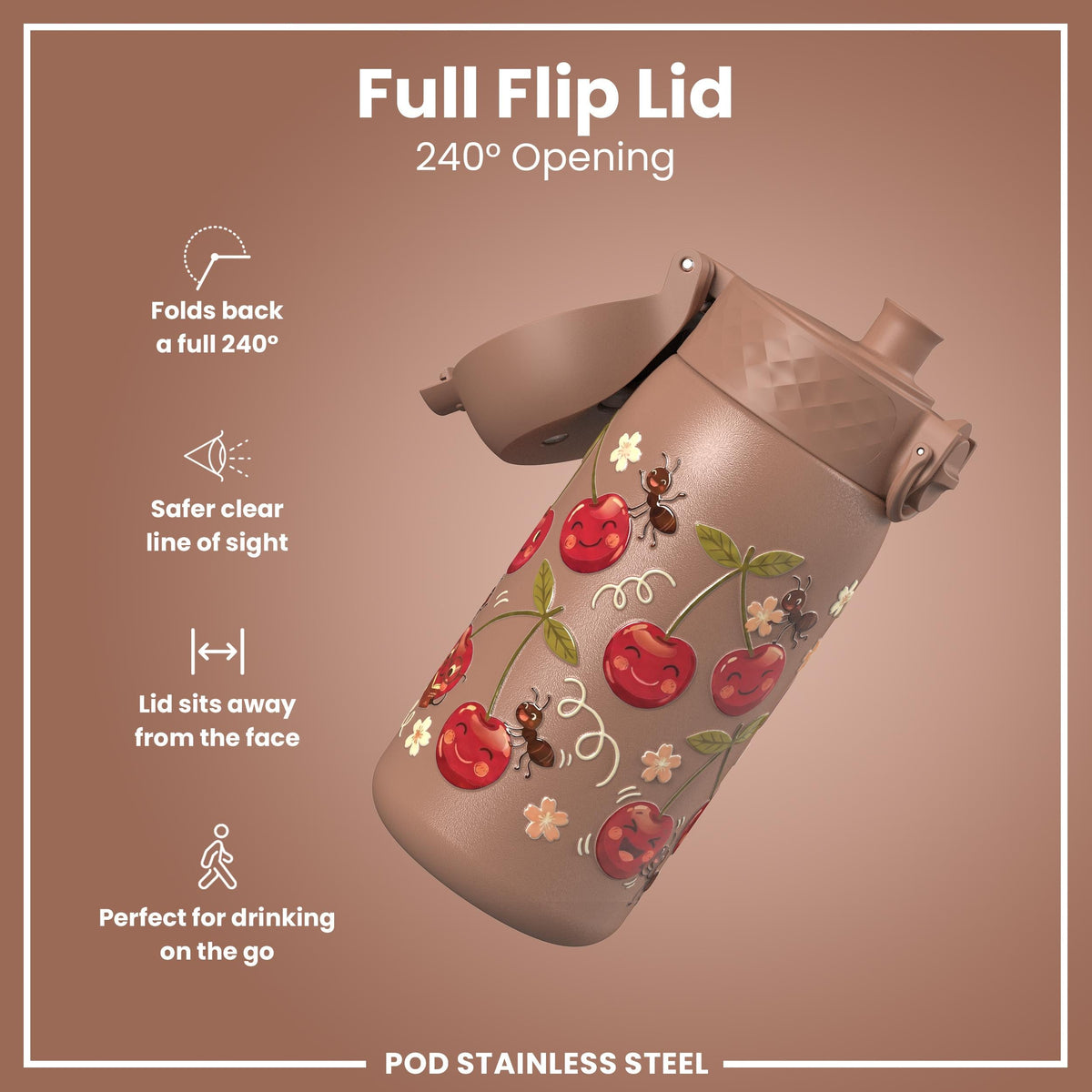Gourde en inox, Cerises, 400 ml