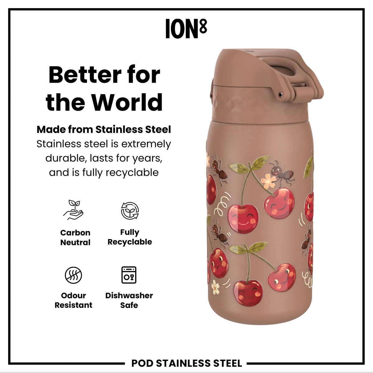 Gourde en inox, Cerises, 400 ml