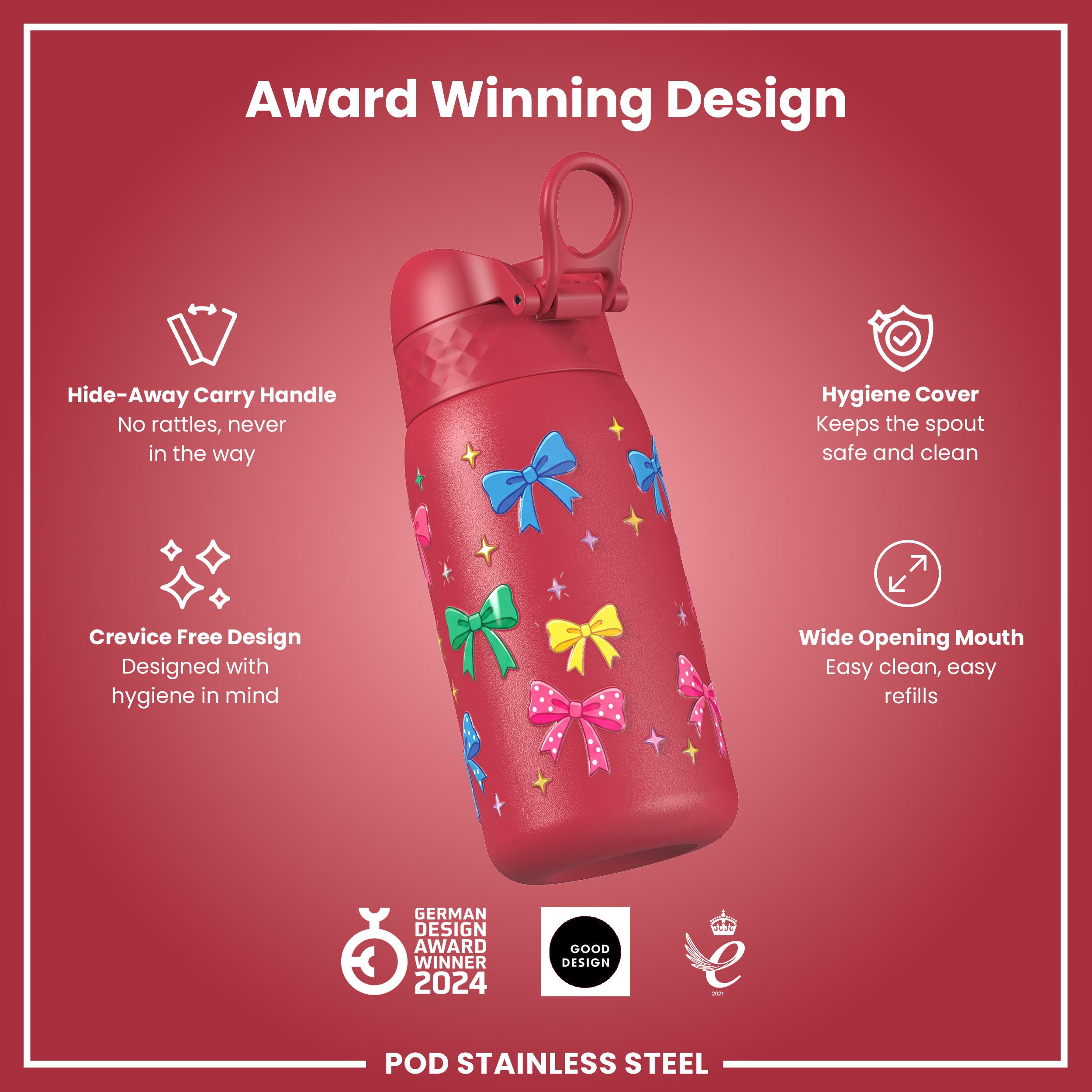 Leak Proof Water Bottle, Stainless Steel, Bows, 400ml (13oz) — additional product photo