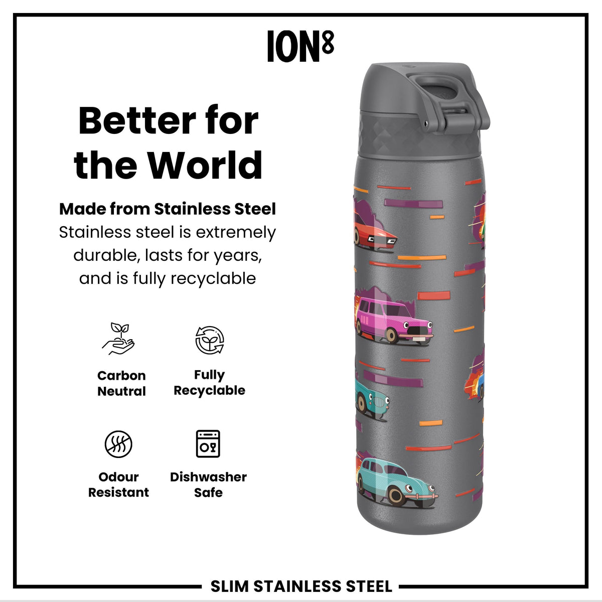 Gourde en inox, Voitures de sport, 600 ml