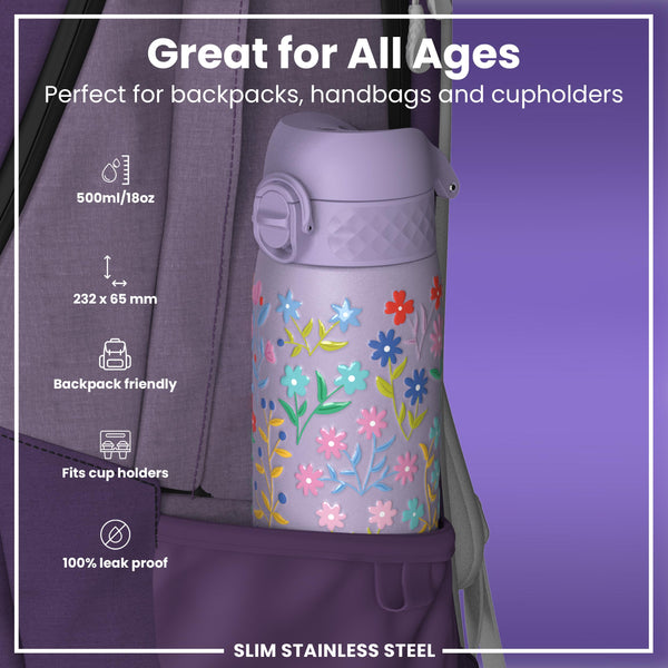 Gourde en inox, Fleurs délicates, 600 ml