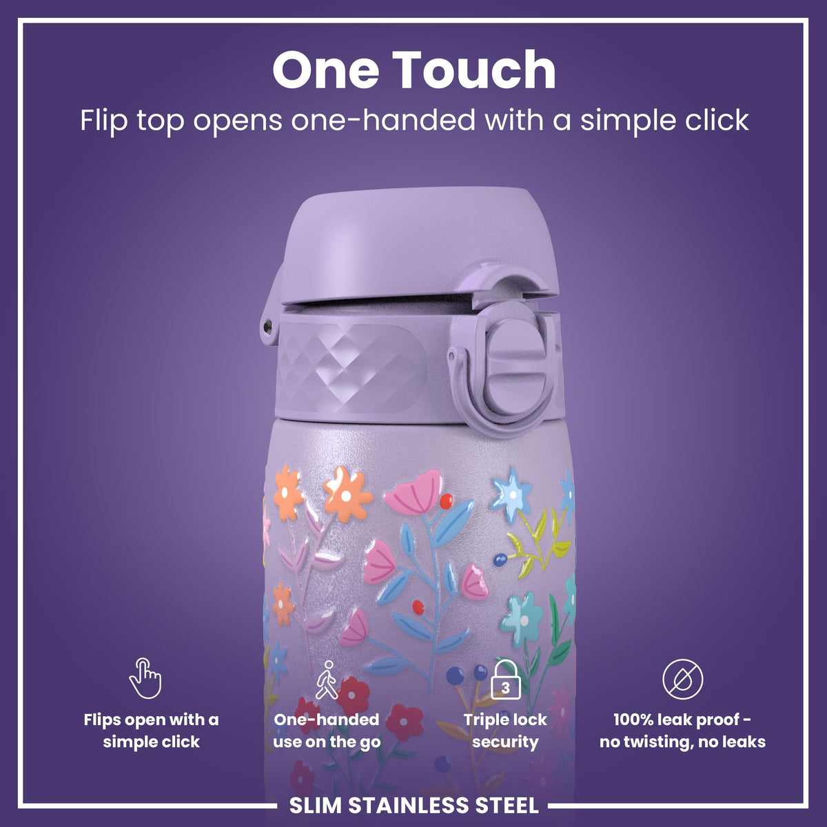 Gourde en inox, Fleurs délicates, 600 ml