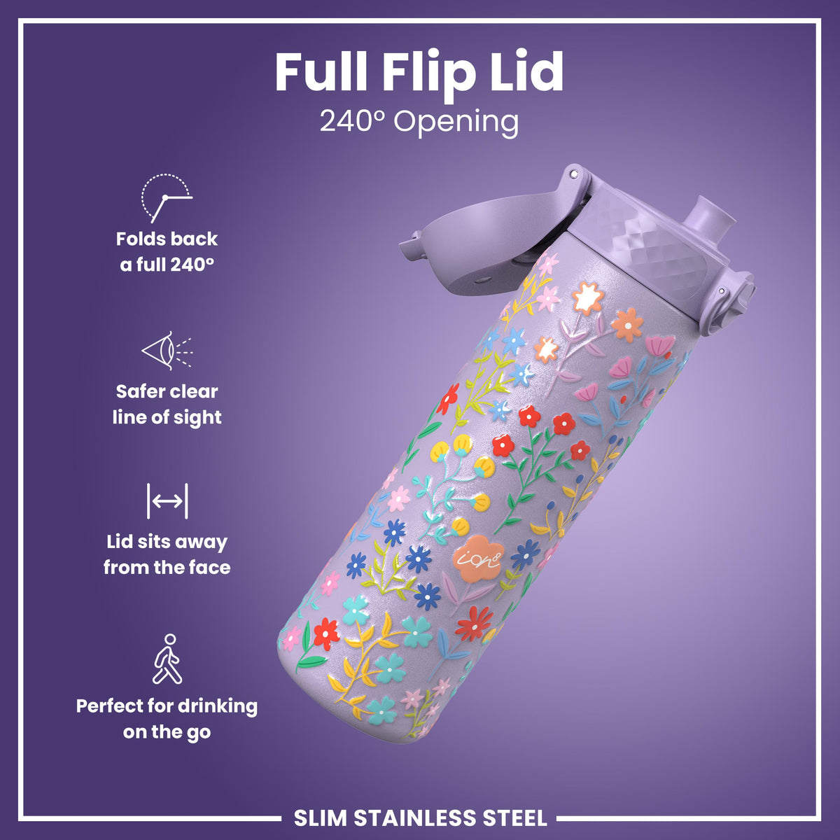 Gourde en inox, Fleurs délicates, 600 ml