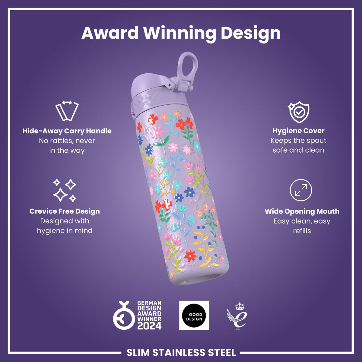 Gourde en inox, Fleurs délicates, 600 ml