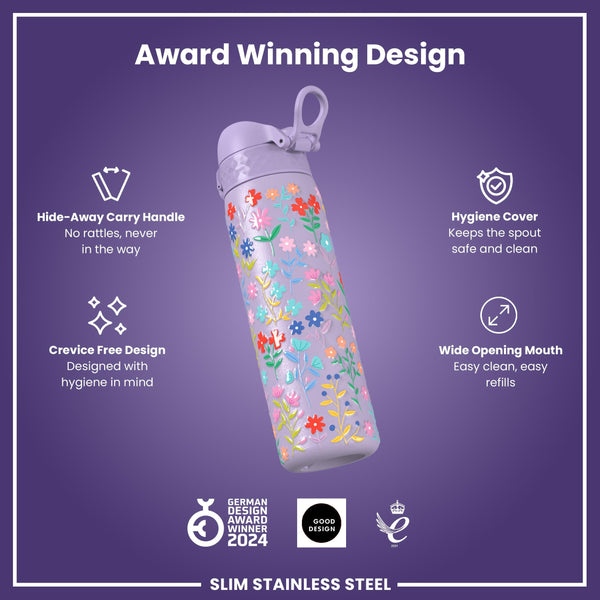 Gourde en inox, Fleurs délicates, 600 ml