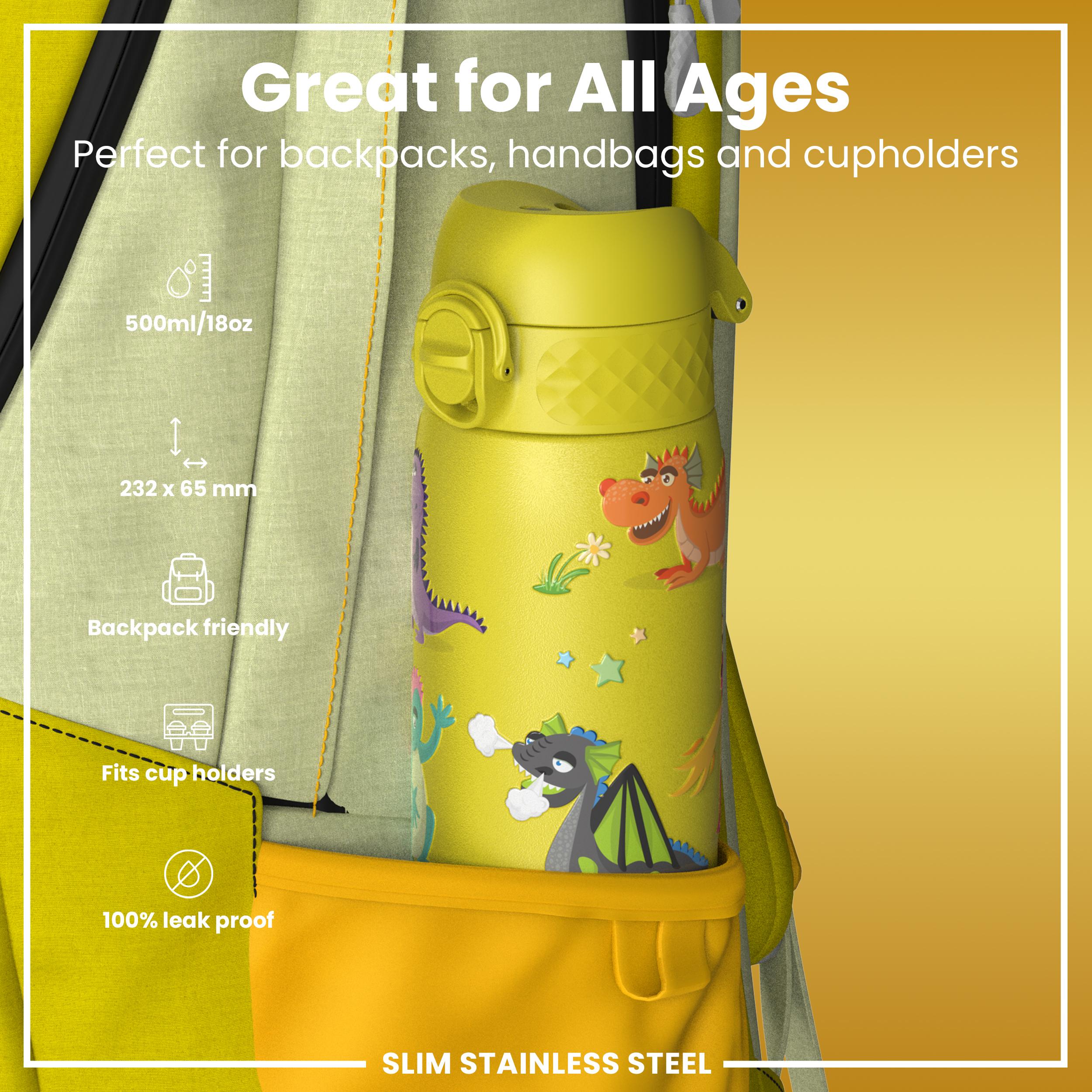 Gourde en inox, Dragons jaunes, 600 ml