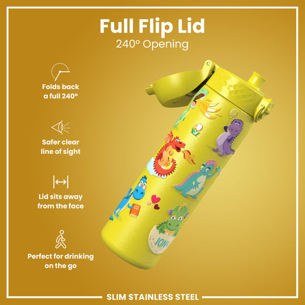 Gourde en inox, Dragons jaunes, 600 ml