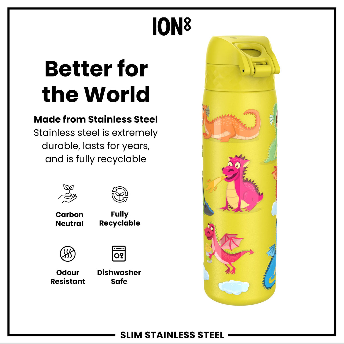 Gourde en inox, Dragons jaunes, 600 ml