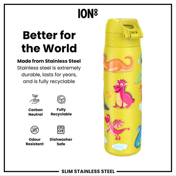 Gourde en inox, Dragons jaunes, 600 ml