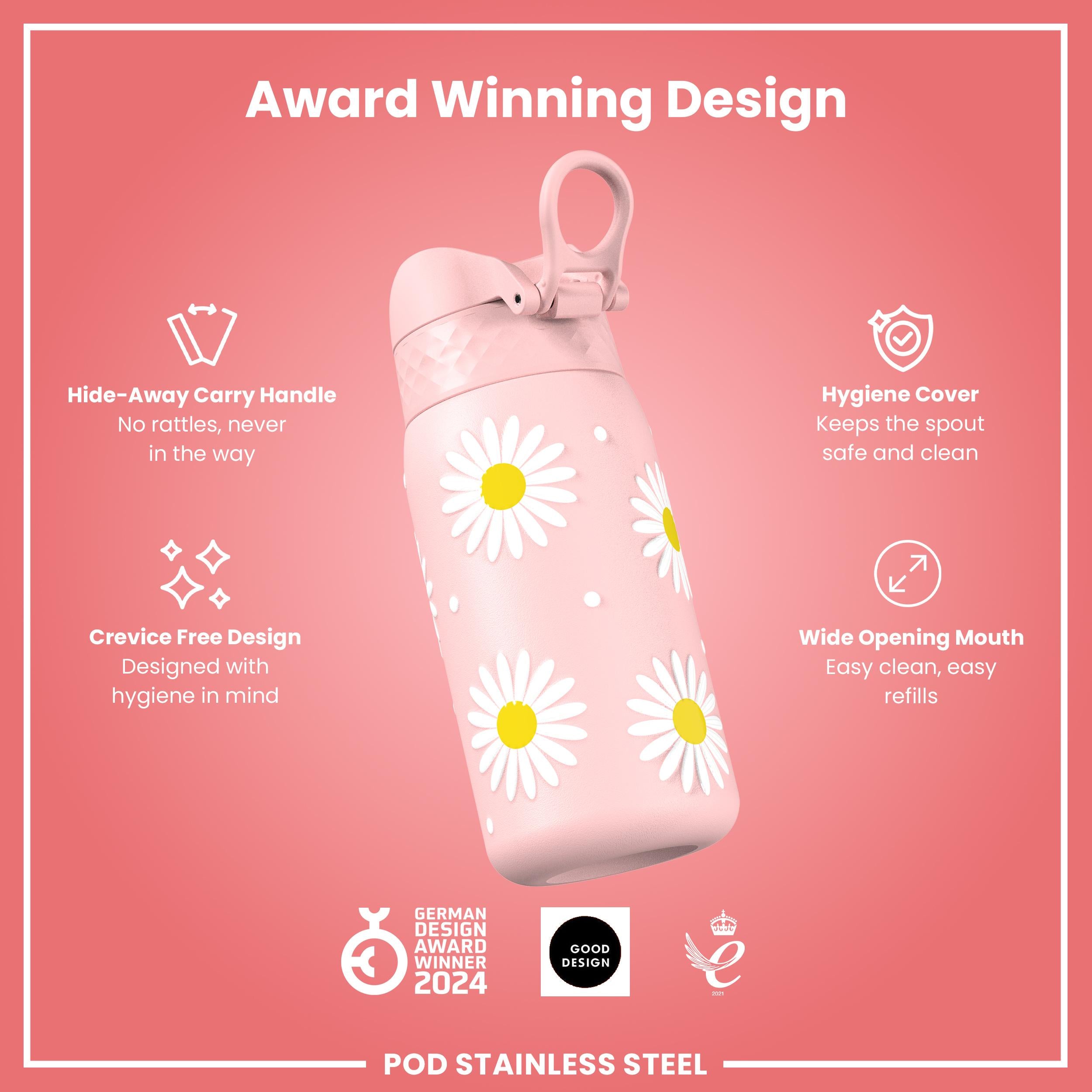 Leak Proof Thermal Steel Water Bottle, Insulated, Daisy, 320ml (11oz) — additional product photo