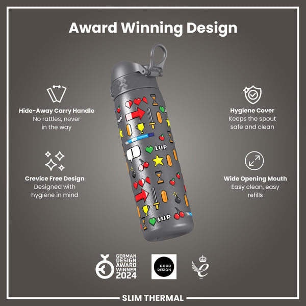 Gourde isotherme, Gamer, Gris, 500 ml