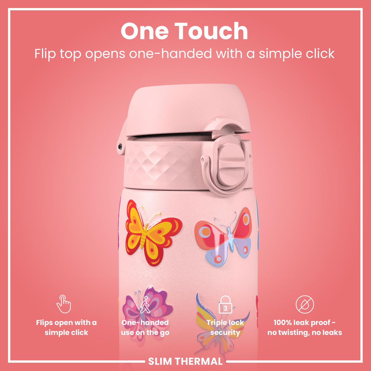 Gourde isotherme, Papillon rose, 500 ml