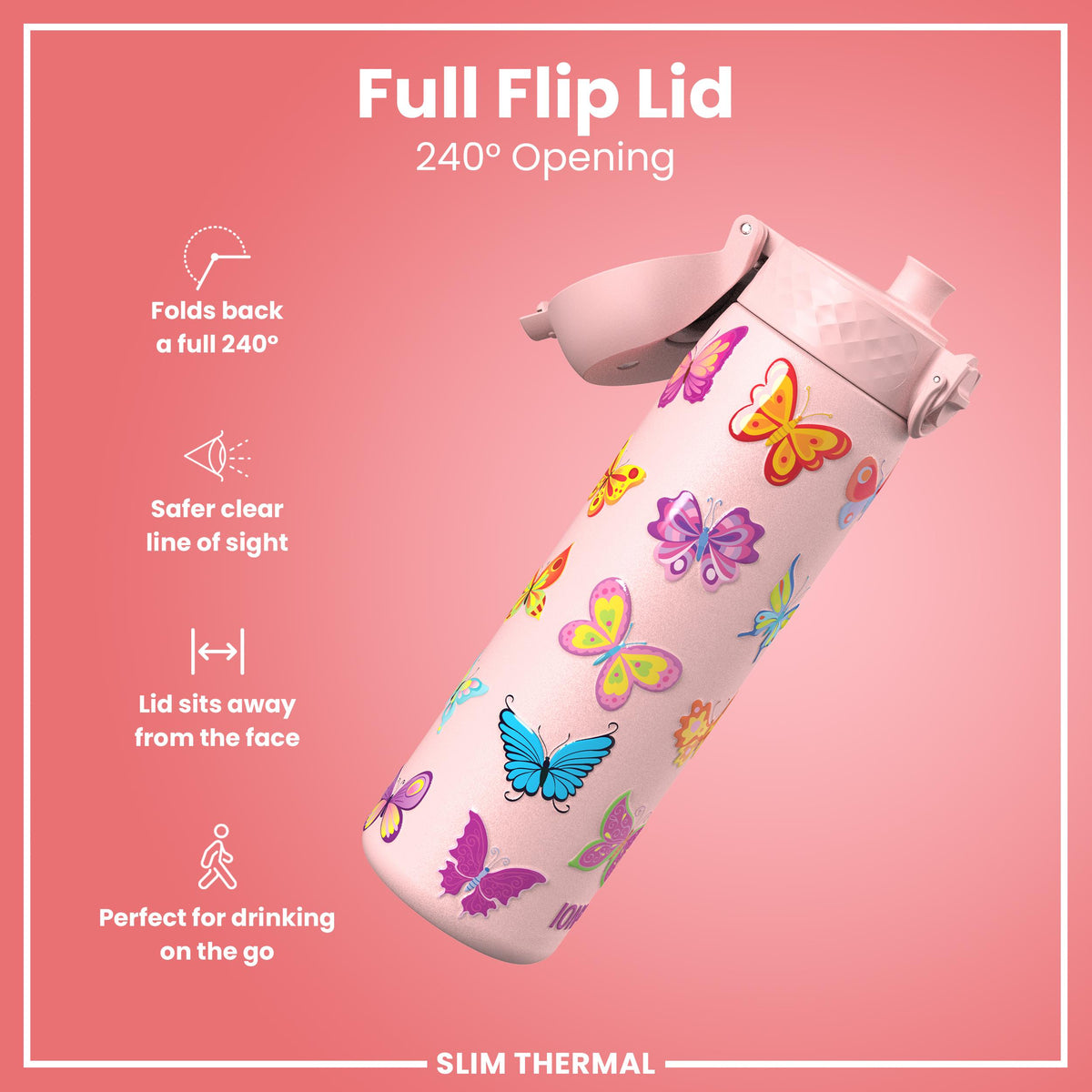 Gourde isotherme, Papillon rose, 500 ml