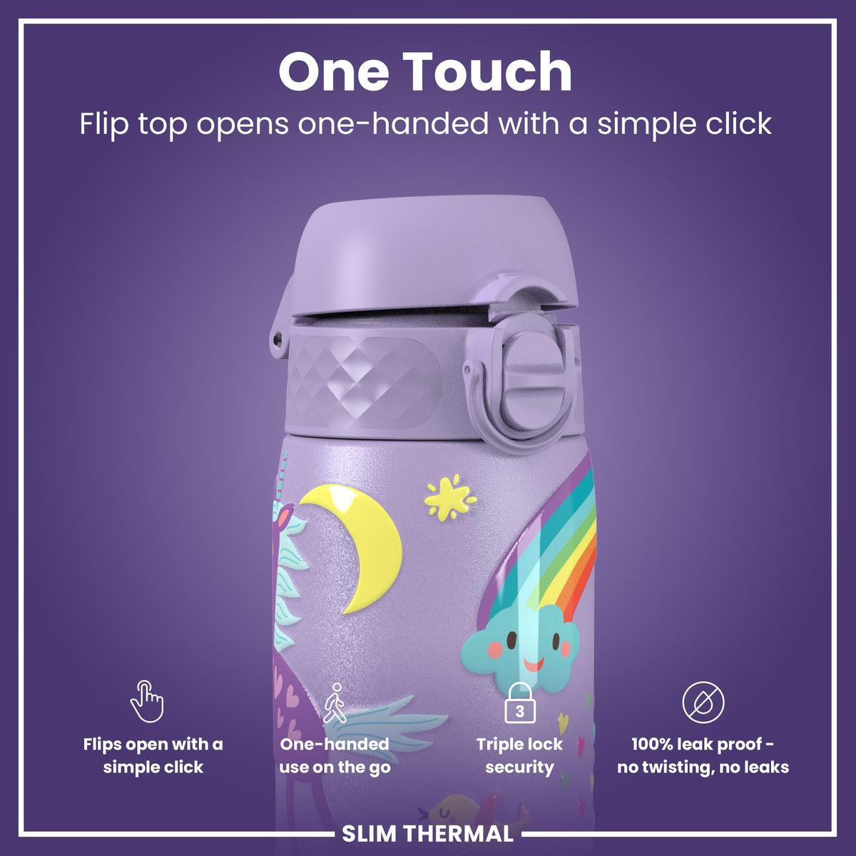 Gourde isotherme, Licornes violettes, 500 ml