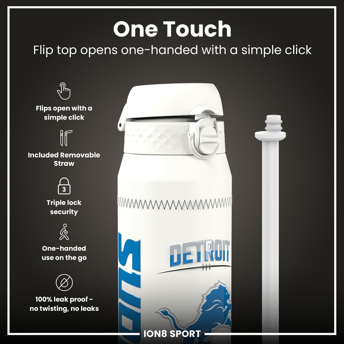 NFL x ION8, Inox isotherme, GameDay Series, Hutchinson Lions, 750 ml