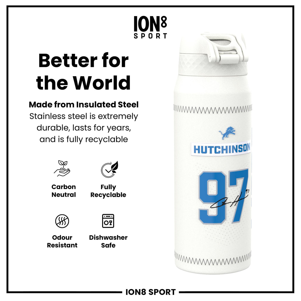NFL x ION8, Inox isotherme, GameDay Series, Hutchinson Lions, 750 ml