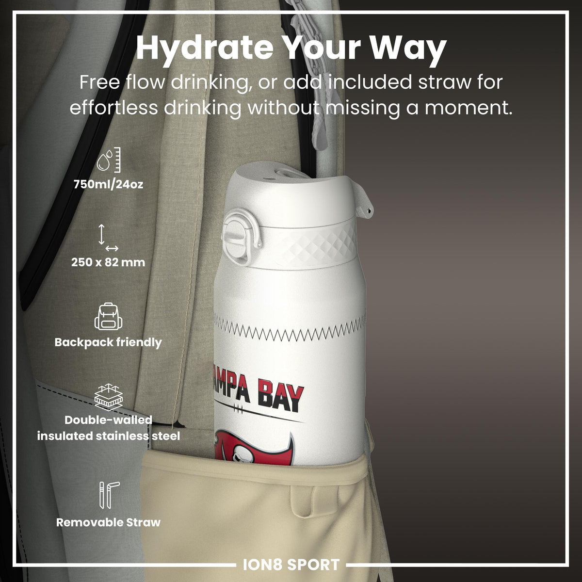 NFL x ION8, Inox isotherme, GameDay Series, Mayfield Buccaneers, 750 ml