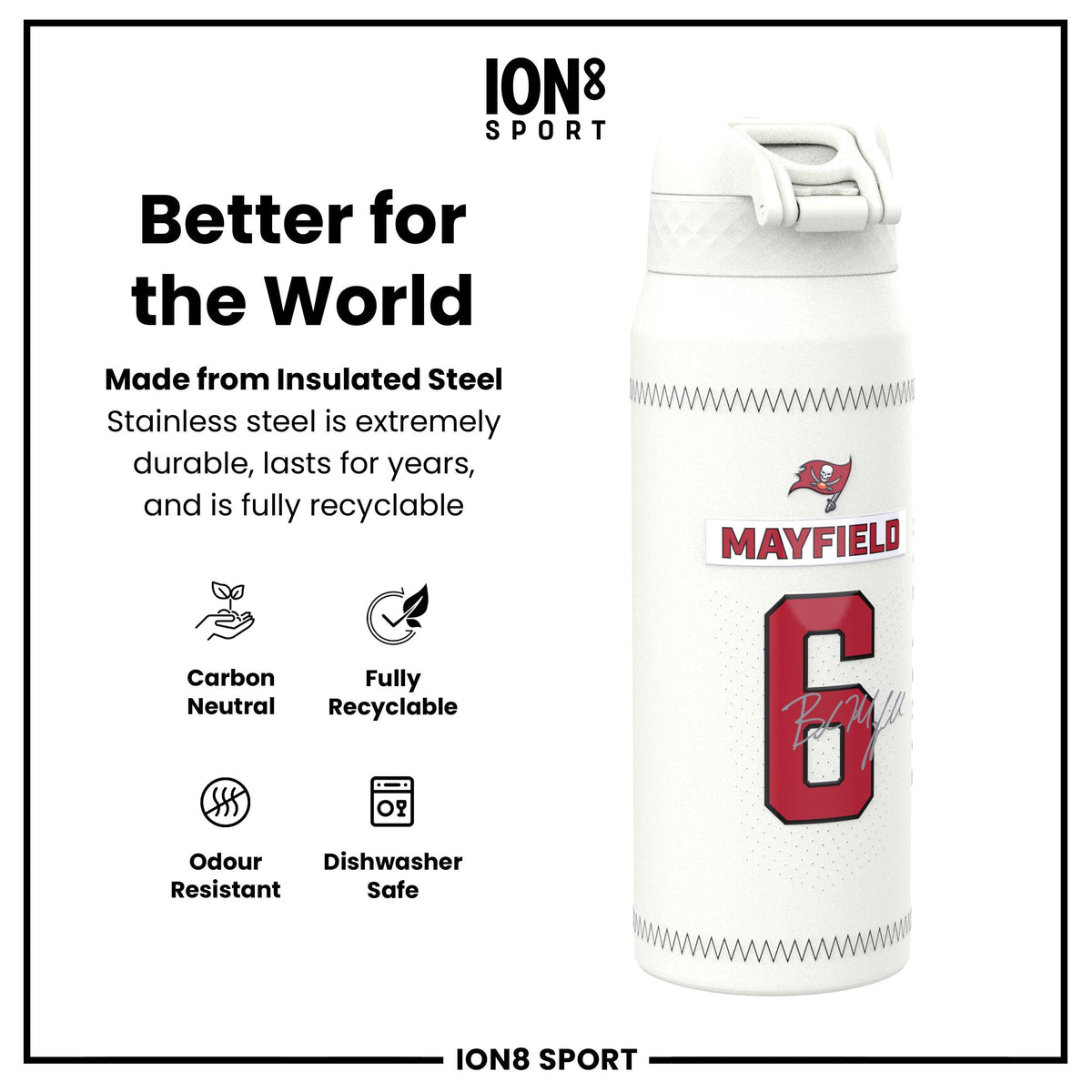NFL x ION8, Inox isotherme, GameDay Series, Mayfield Buccaneers, 750 ml