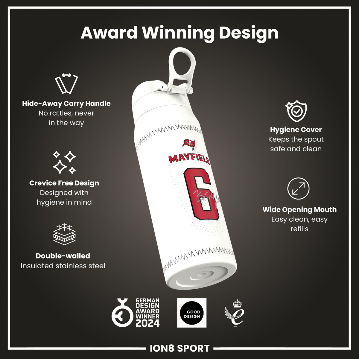 NFL x ION8, Inox isotherme, GameDay Series, Mayfield Buccaneers, 750 ml