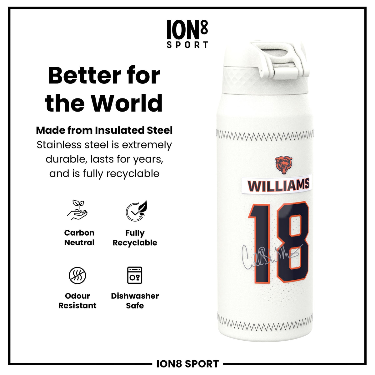 NFL x ION8, Inox isotherme, GameDay Series, Williams Bears, 750 ml