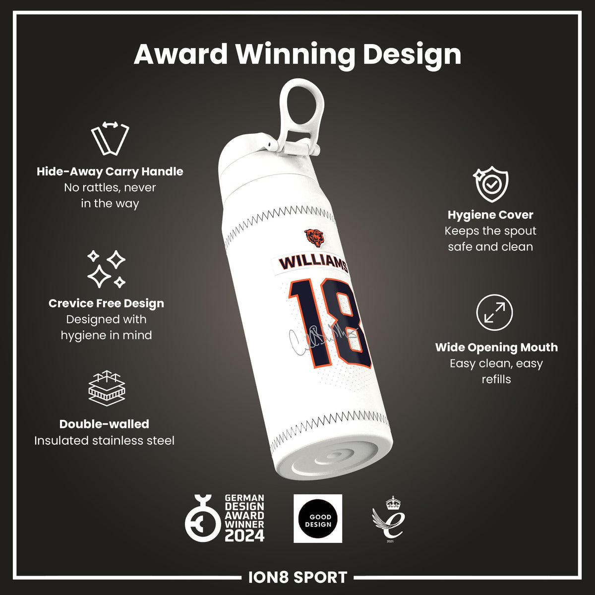 NFL x ION8, Inox isotherme, GameDay Series, Williams Bears, 750 ml