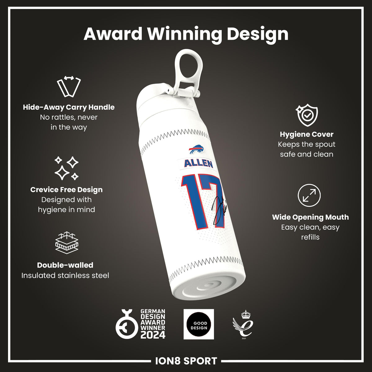 NFL x ION8, Inox isotherme, GameDay Series, Allen Bills, 750 ml