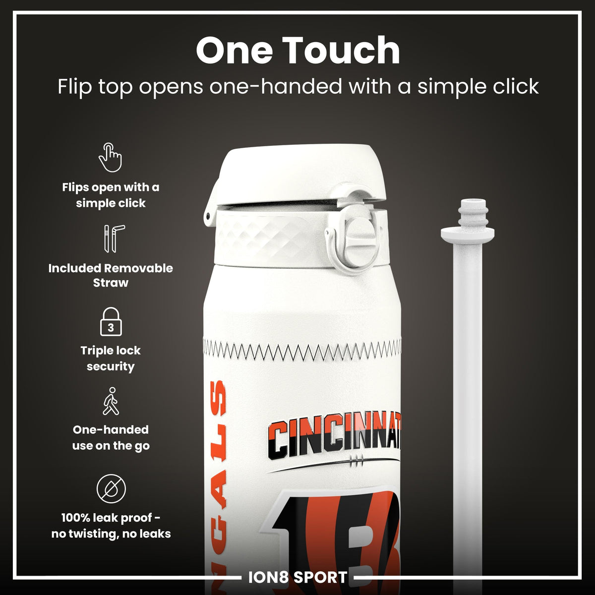 NFL x ION8, Inox isotherme, GameDay Series, Burrow Bengals, 750 ml