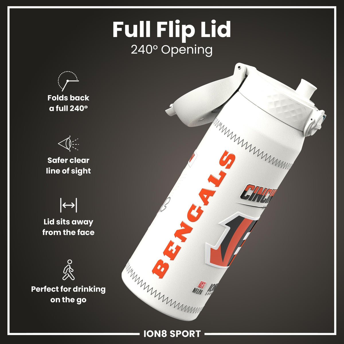 NFL x ION8, Inox isotherme, GameDay Series, Burrow Bengals, 750 ml