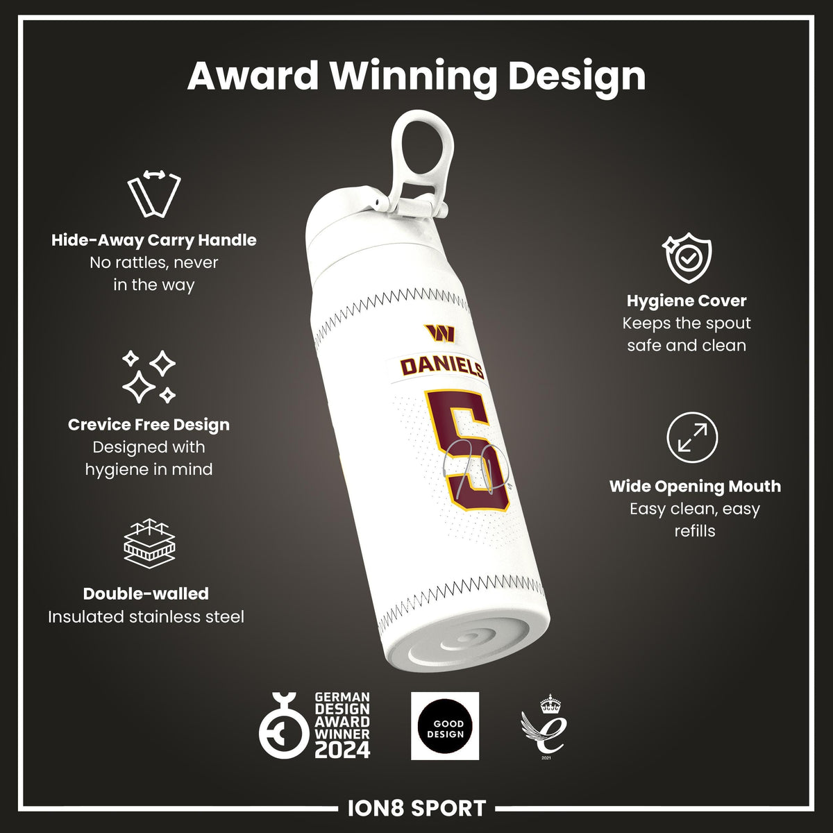 NFL x ION8, Inox isotherme, GameDay Series, Daniels Commanders, 750 ml