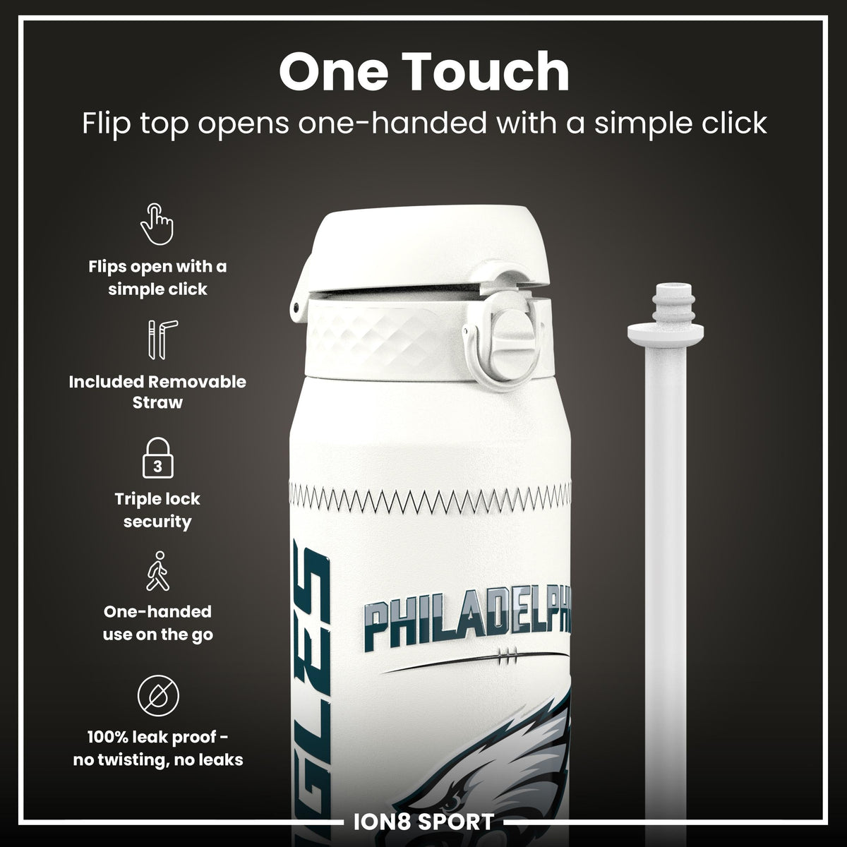 NFL x ION8, Inox isotherme, GameDay Series, Hurts Eagles, 750 ml