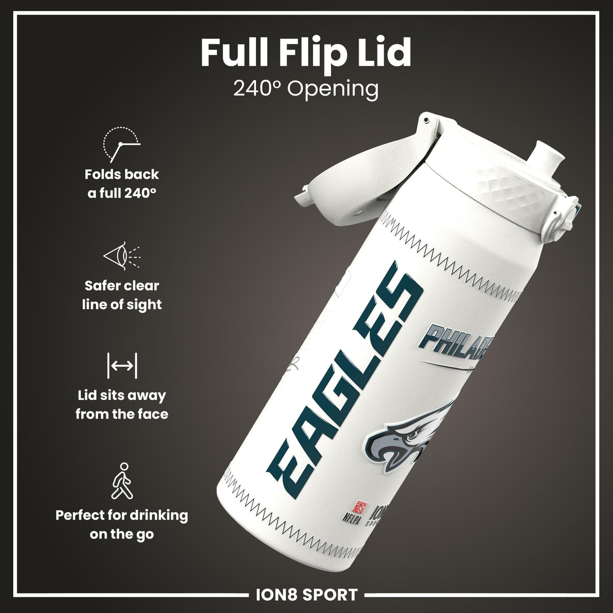 NFL x ION8, Inox isotherme, GameDay Series, Hurts Eagles, 750 ml