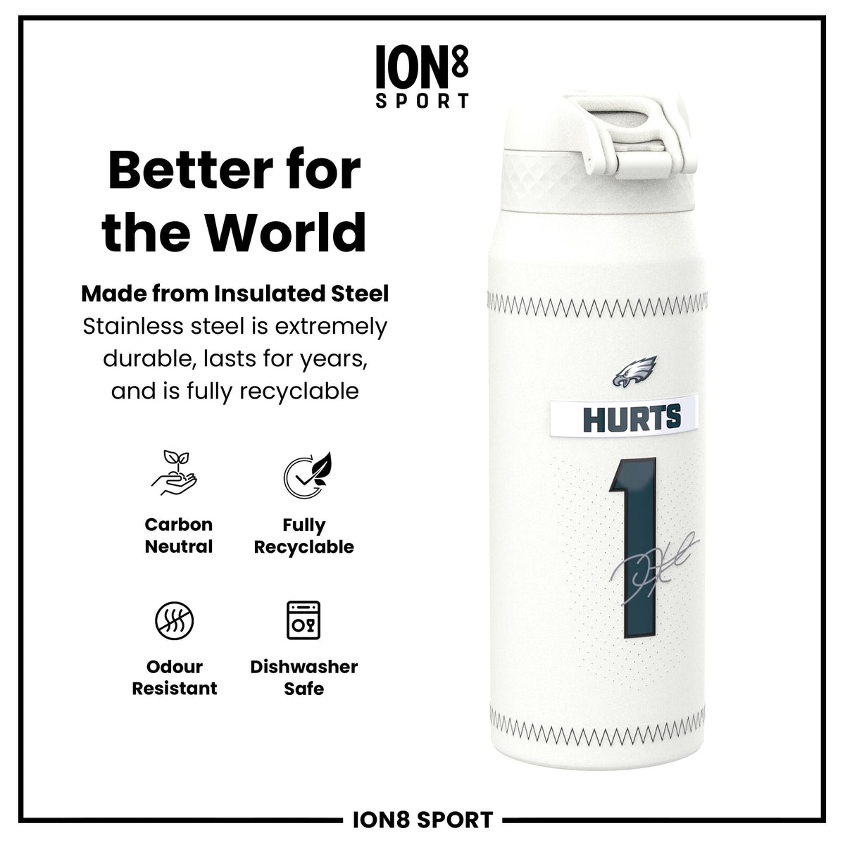 NFL x ION8, Inox isotherme, GameDay Series, Hurts Eagles, 750 ml
