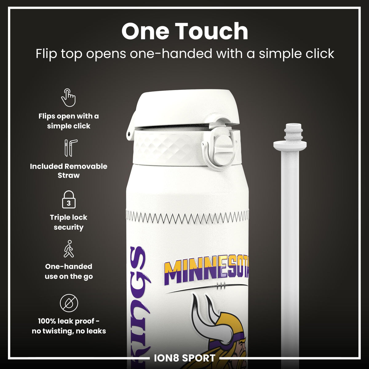 NFL x ION8, Inox isotherme, GameDay Series, Jefferson Vikings, 750 ml